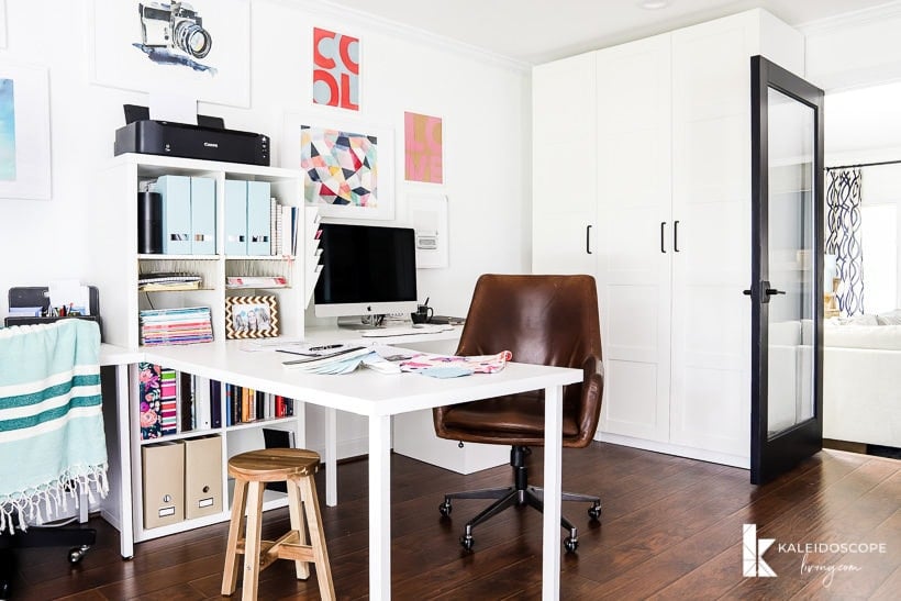 home office with double desk