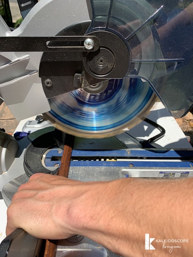 cutting quarter round trim with a compound miter saw