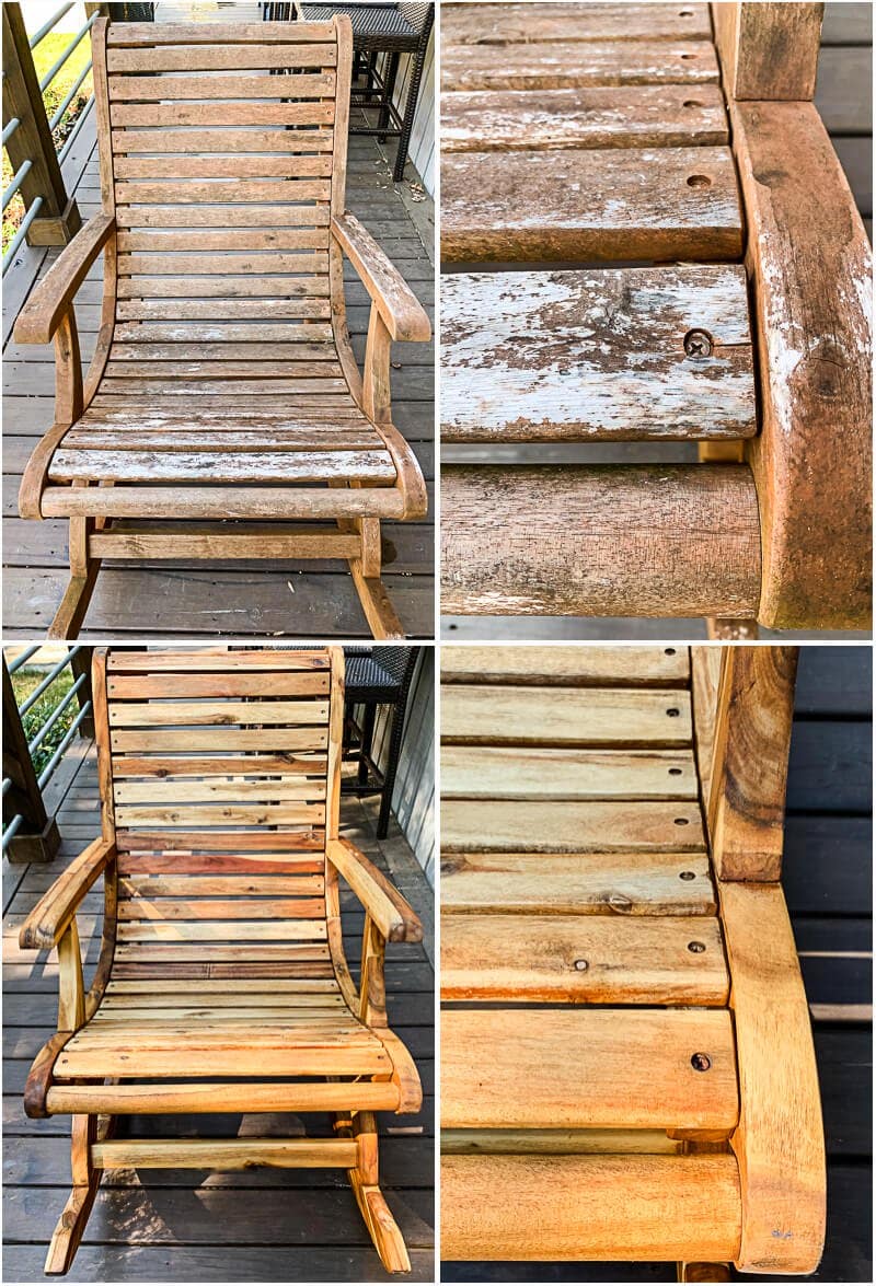 outdoor rocking chairs before and after restoration