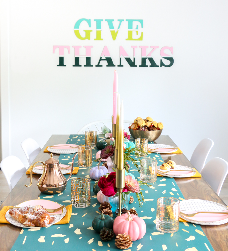 DIY fall decor give thanks color block sign
