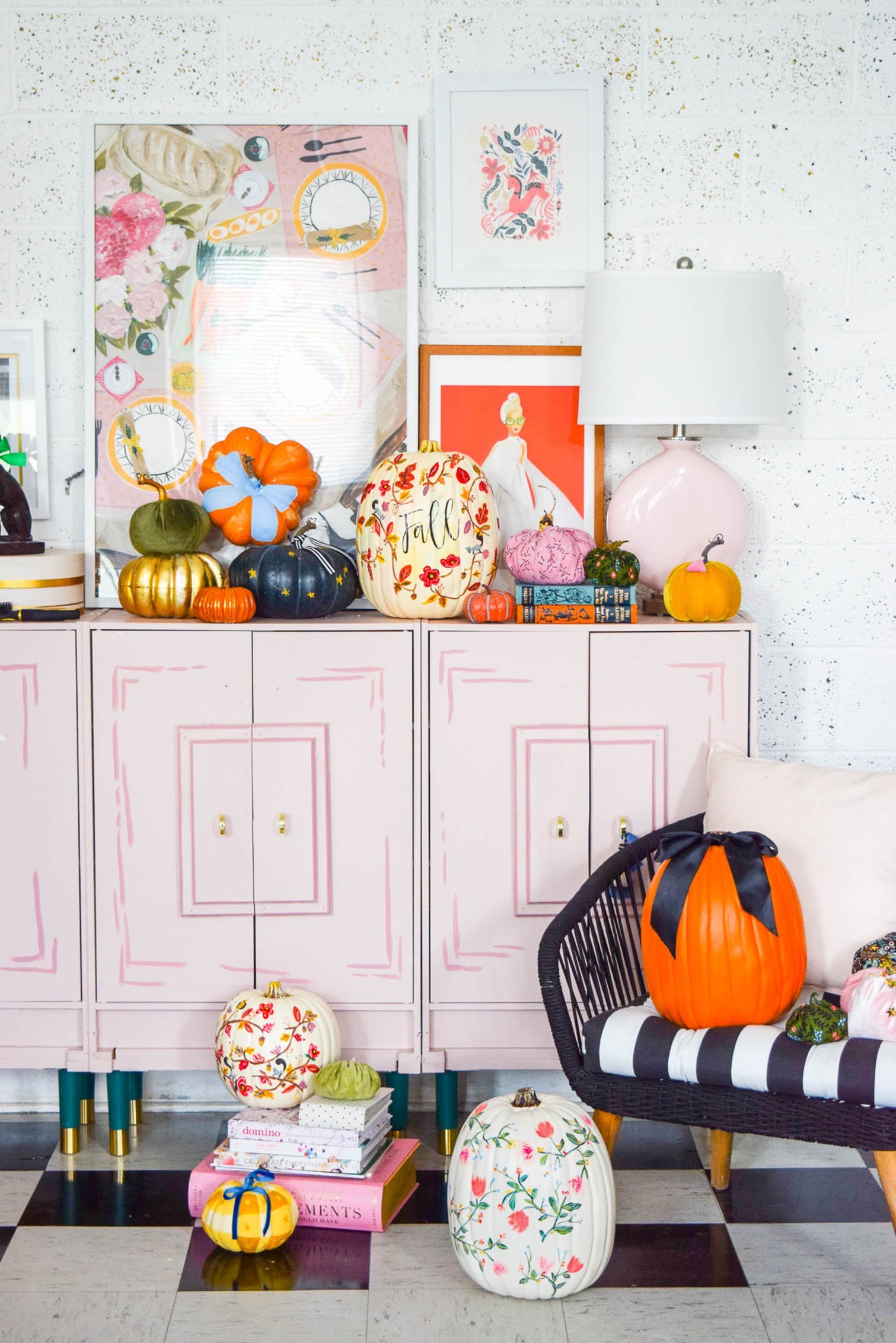 DIY Fall decorating ideas hand painted pumpkins for fall decorating