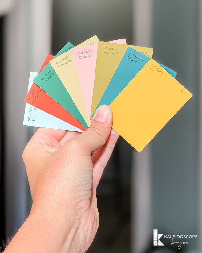 modern colorful paint palette for photo gallery wall