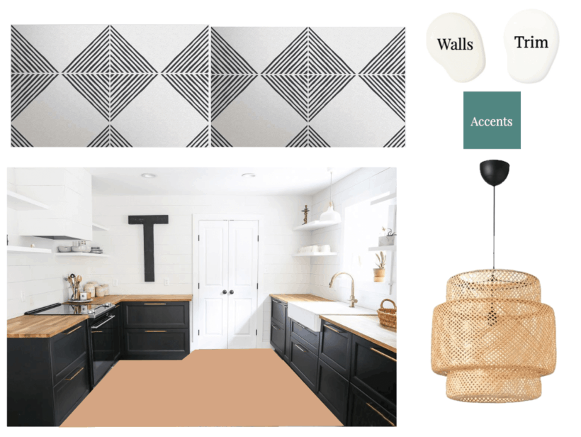 mood board for budget-friendly kitchen makeover