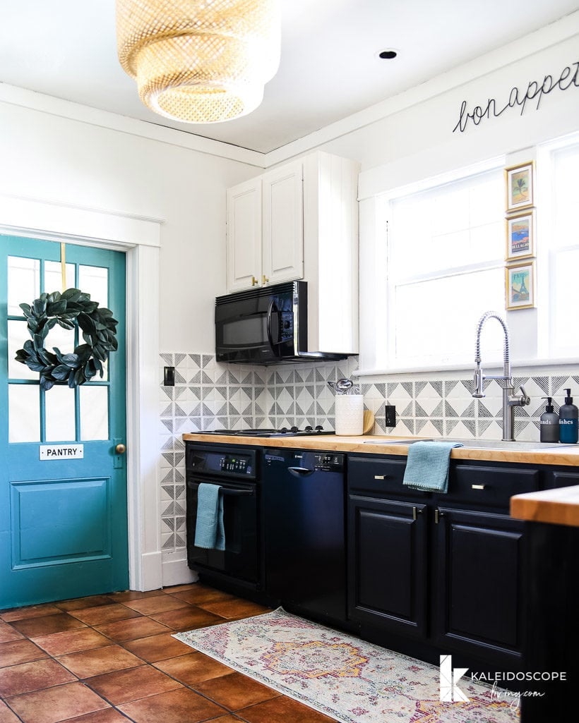 A Budget-Friendly Kitchen Makeover with Turquoise Cabinets & Open