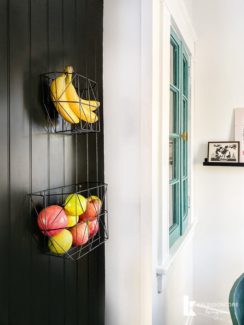hanging fruit storage in kitchen makeover