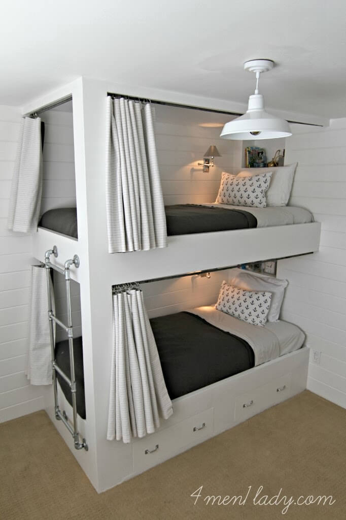 bunk bed built-ins with drawers