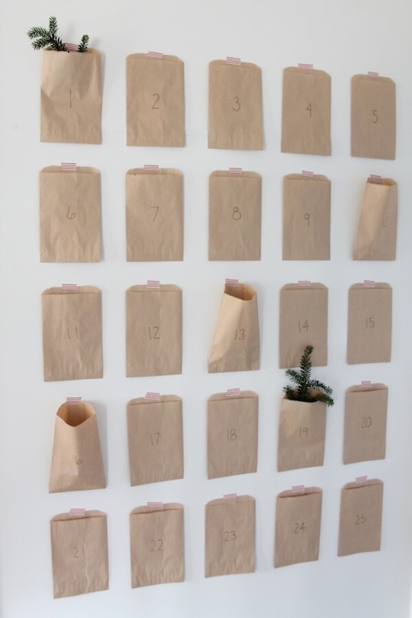 brown paper bag advent calendar