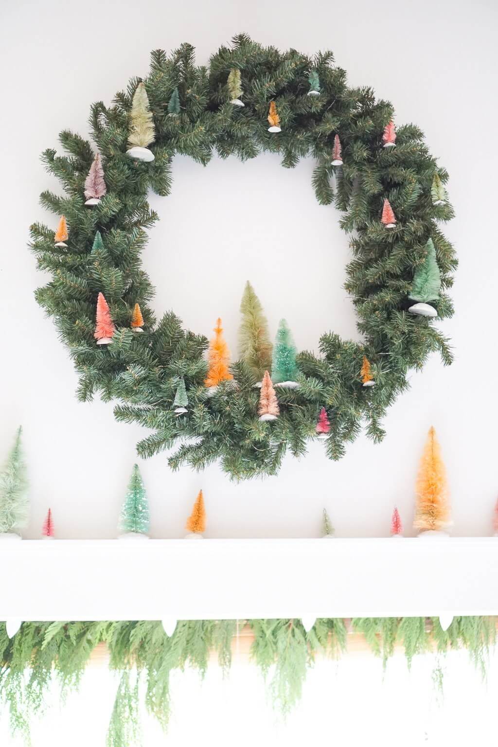 DIY dyed bottle brush wreath