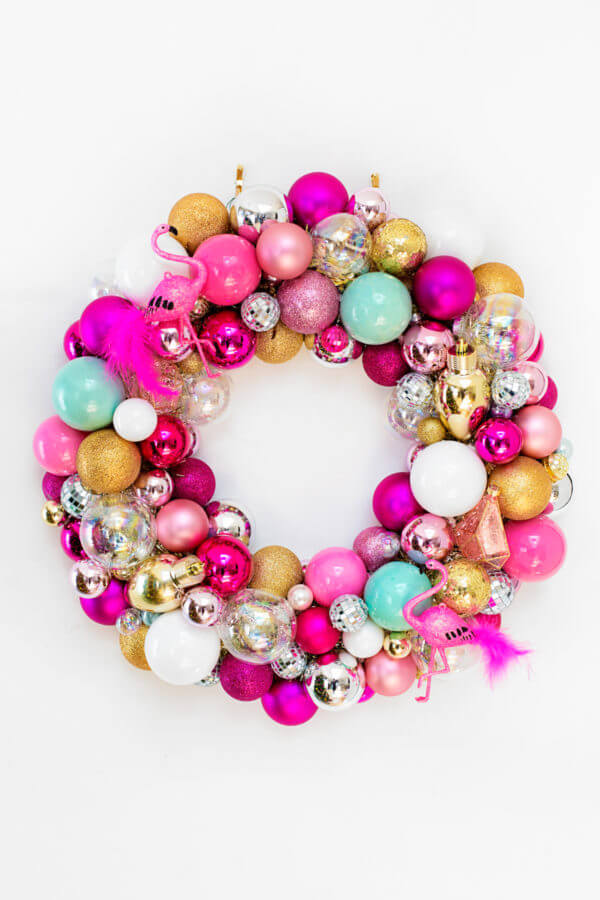 colorful flamingo wreath