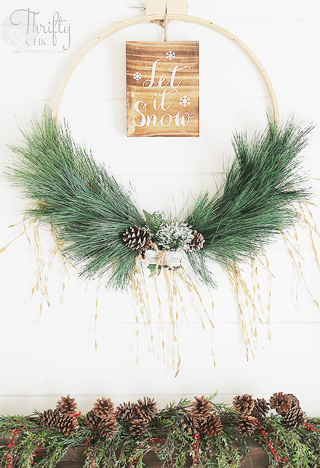 let it snow holiday hoop wreath