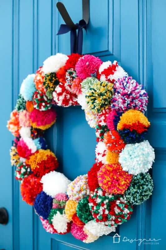 Christmas Pom Pom Wreath - Our Thrifty Ideas