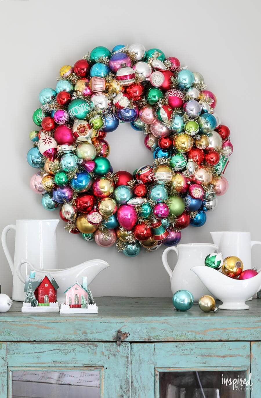 Vintage ornament DIY wreath