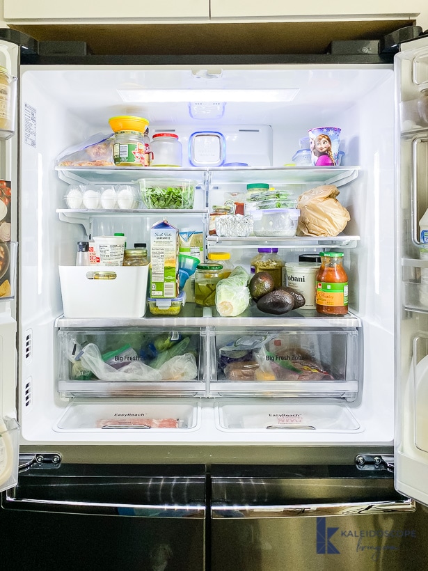 disorganized french door refrigerator