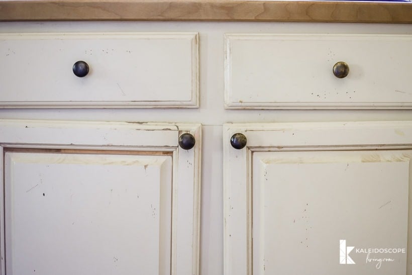 worn out painted kitchen cabinets