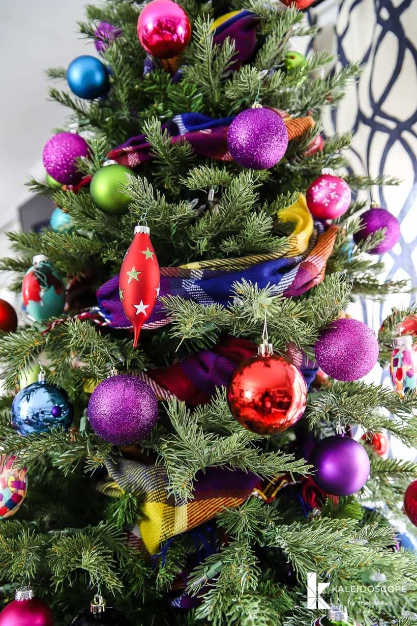 Christmas tree with colorful ornaments