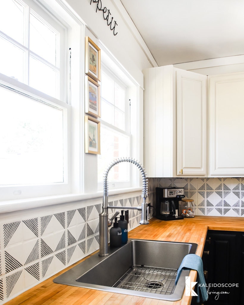 painted tile backsplash