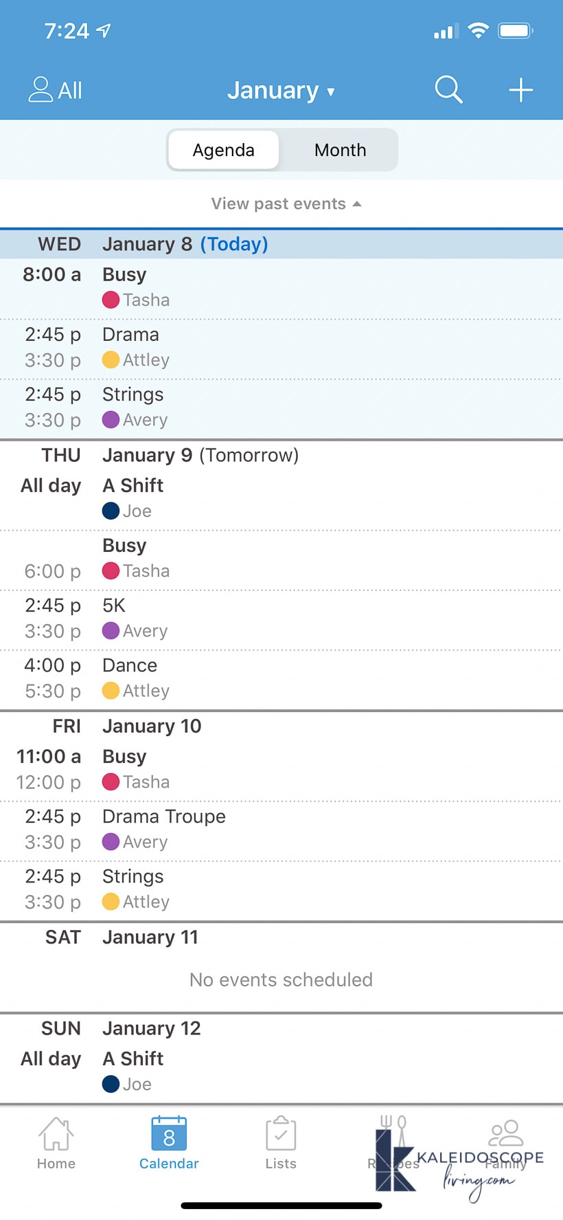 cozi app calendar to keep family schedules organized