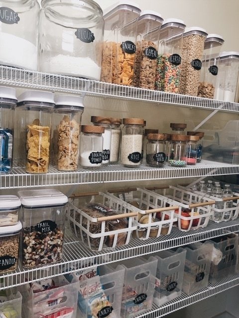 pantry organization with chalk labels