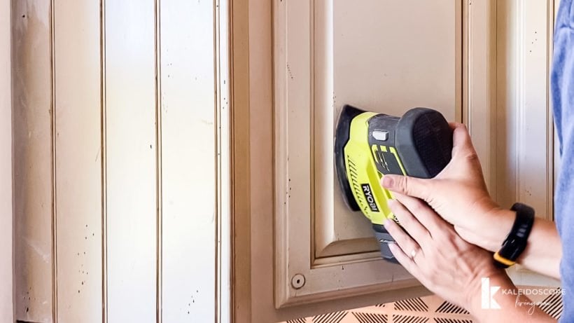 sanding kitchen cabinets