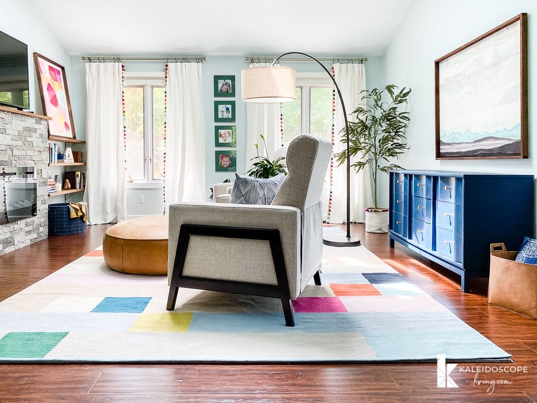 area rug placement in family room
