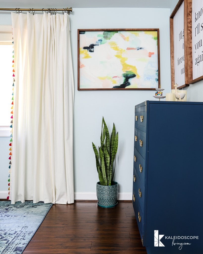 colorful curtains with tassel trim