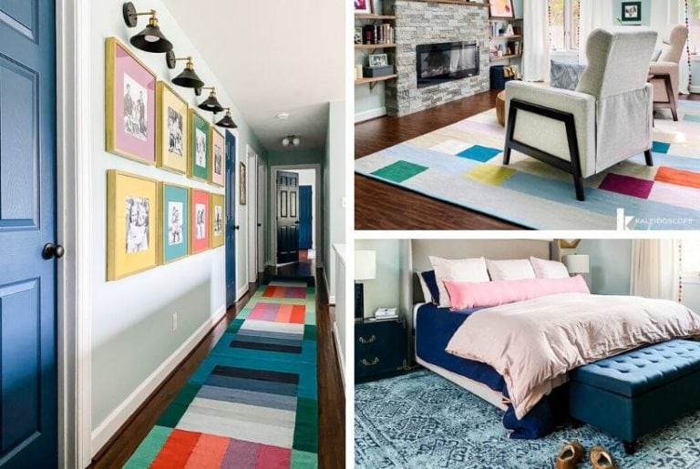 Tour Our Colorful Area Rugs (that all work together in our home)!