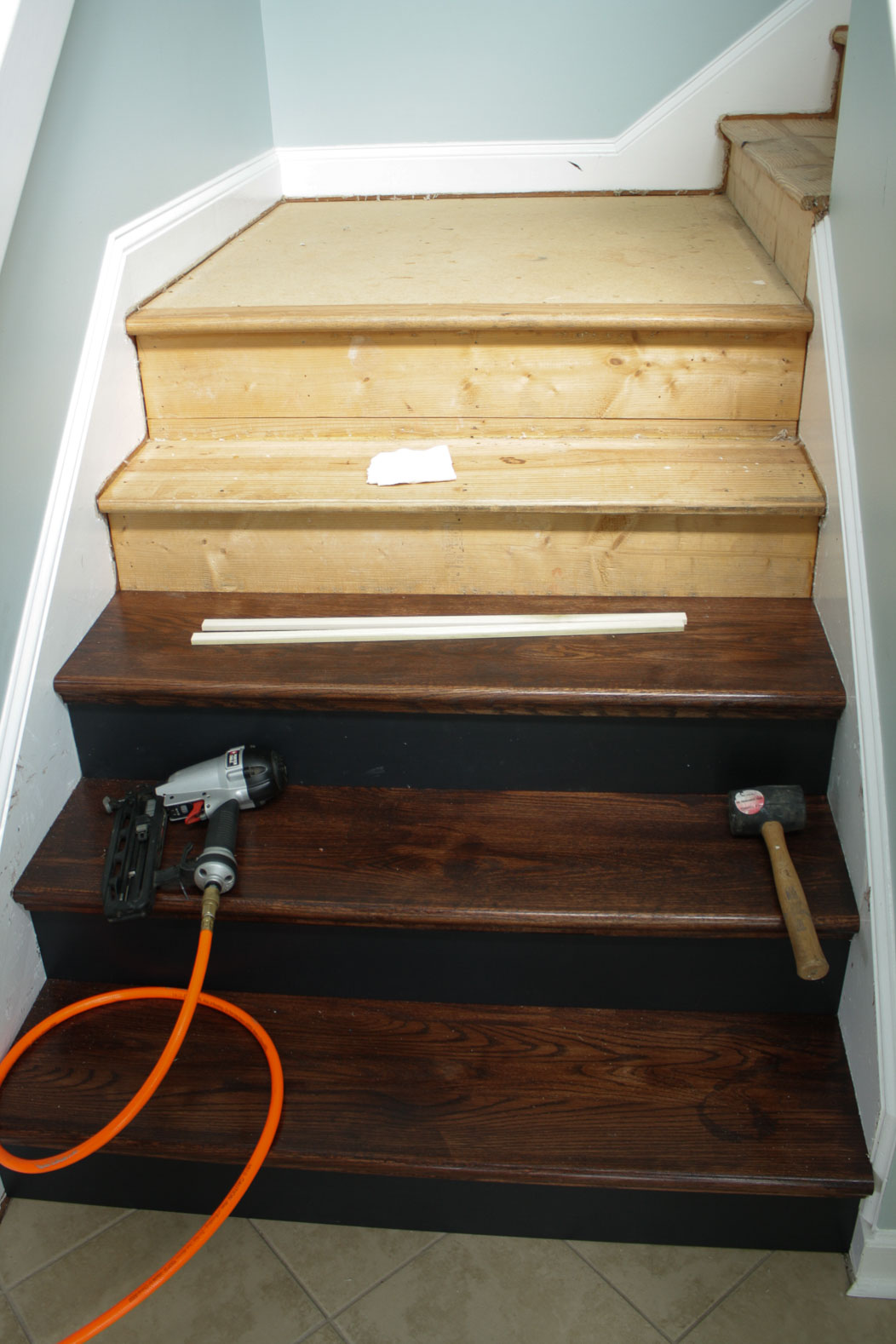 installing new hardwood stair treads