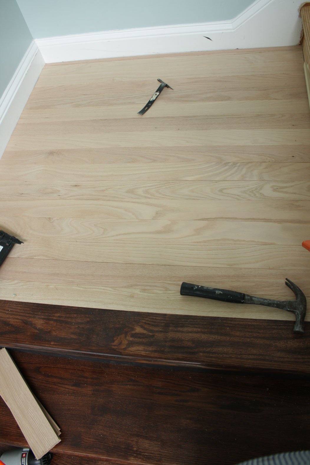 DIY Hardwood Staircase Makeover: Replacing Carpet With Wood Treads On Pie  Steps And Curved Landings - T. Moore Home Interior Design Studio