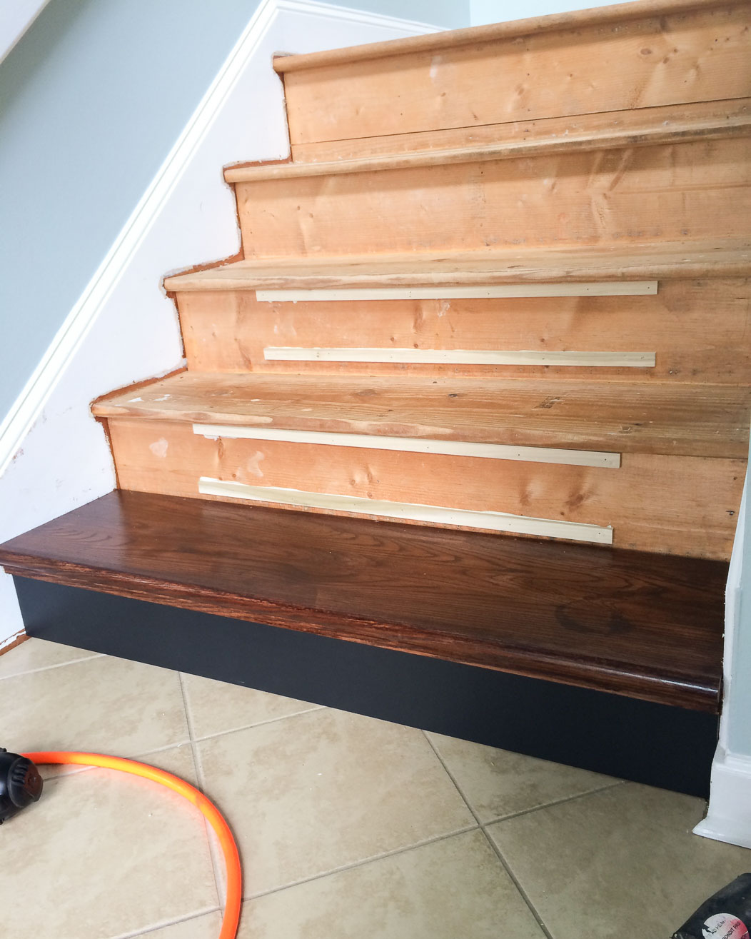 installing DIY hardwood stairs