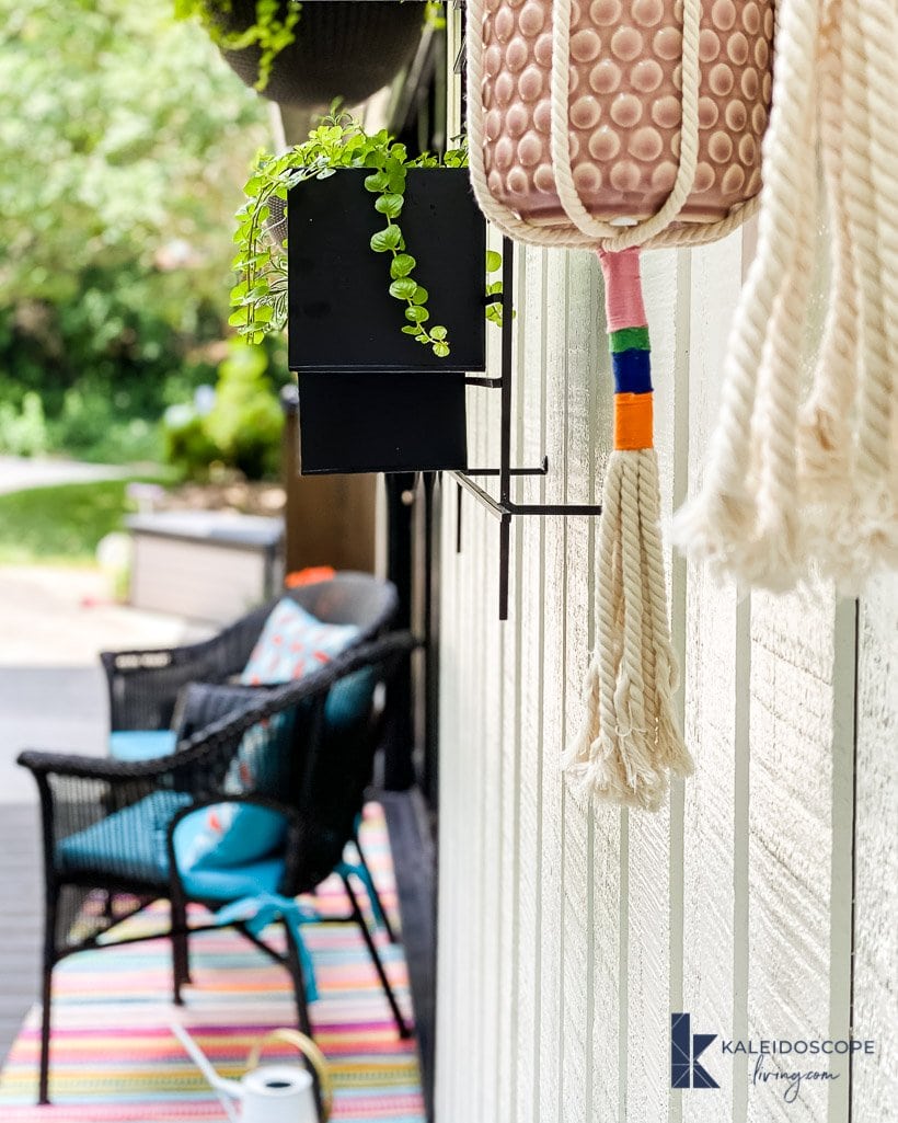 macrame plant hangers close up