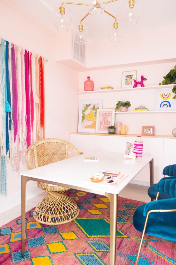 fun and colorful home office