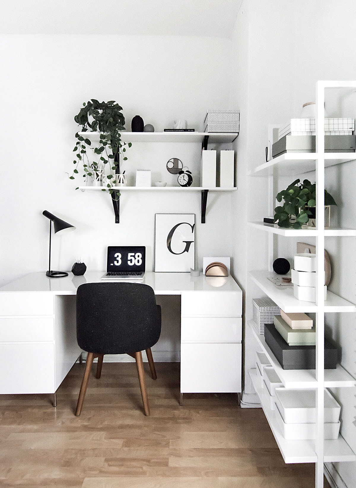 black and white office space