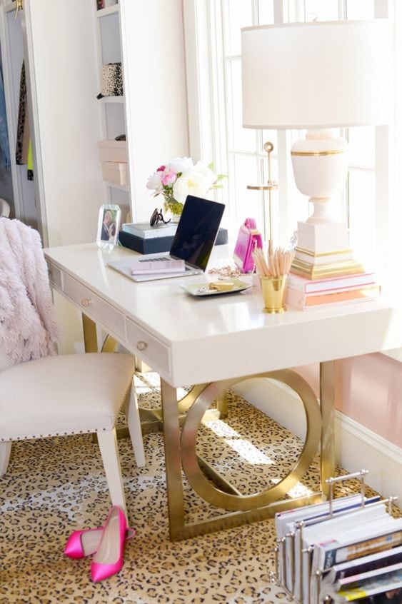 glam office in a walk in closet