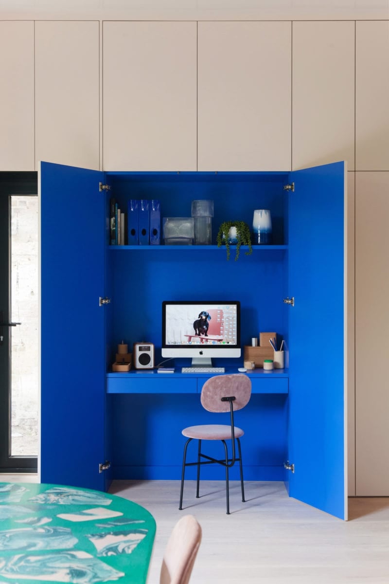 desk in a wardrobe