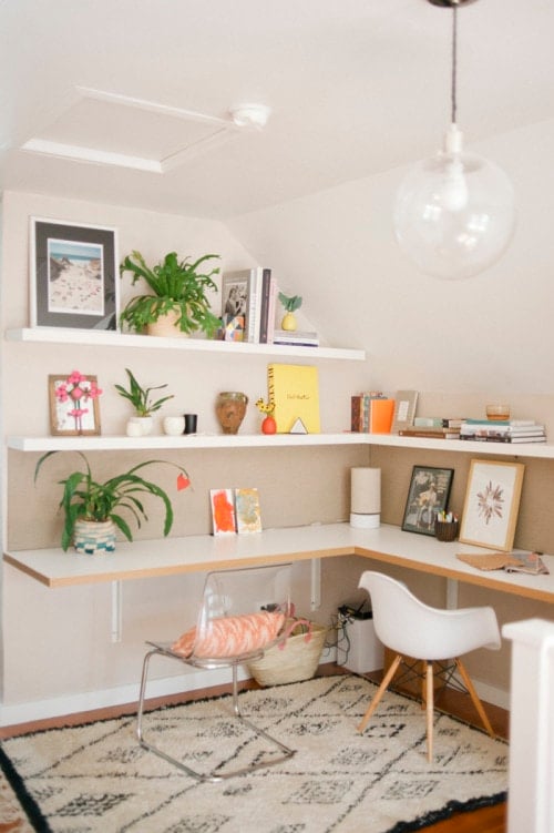 corner office made from shelving