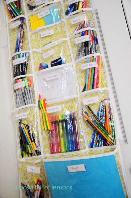 over the door organization for homeschool