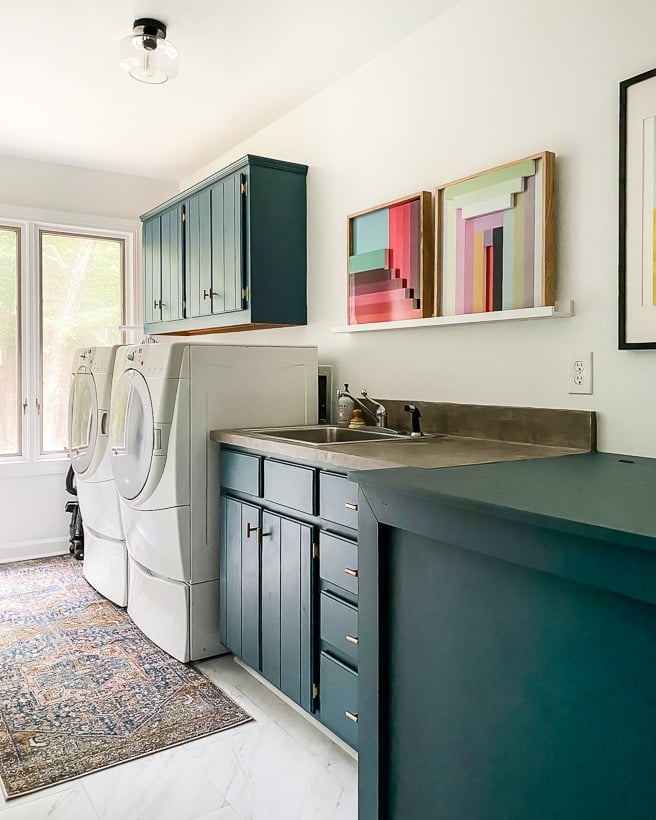 affordable laundry room update with painted cabinets