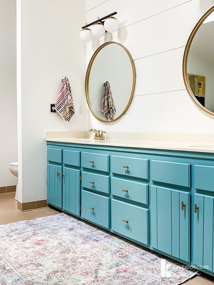 turquoise painted vanity 