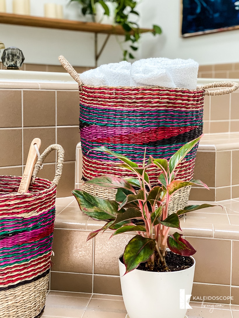 colorful woven baskets