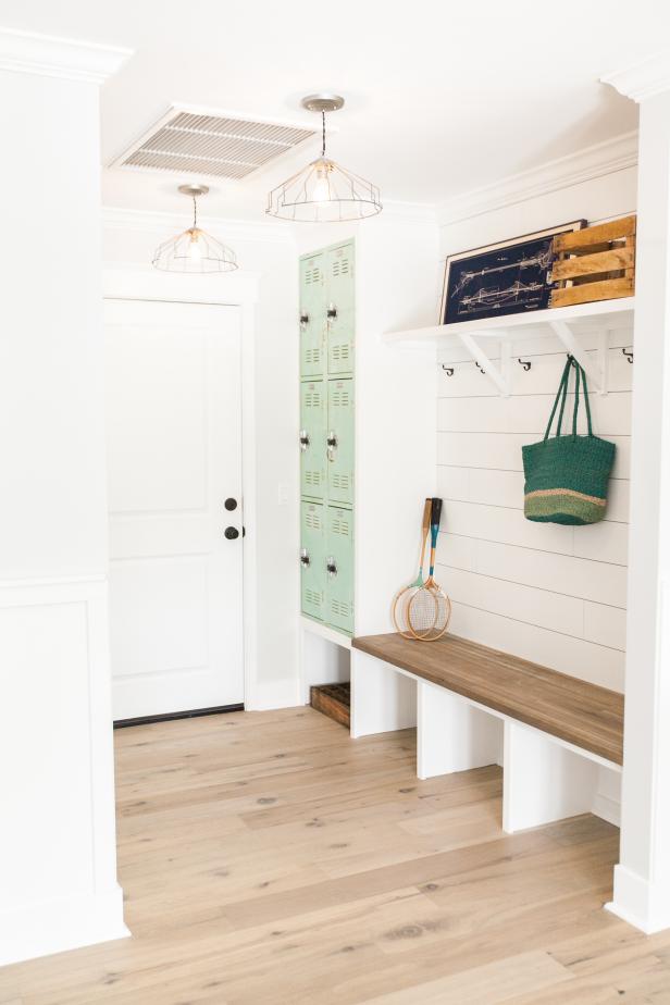 mudroom with plan wall and lockers