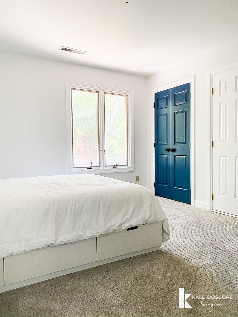 guest room with different color doors
