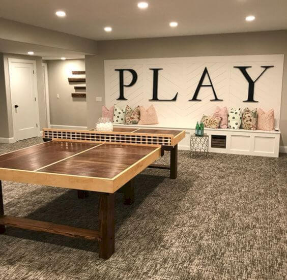 ping pong table and built in bench