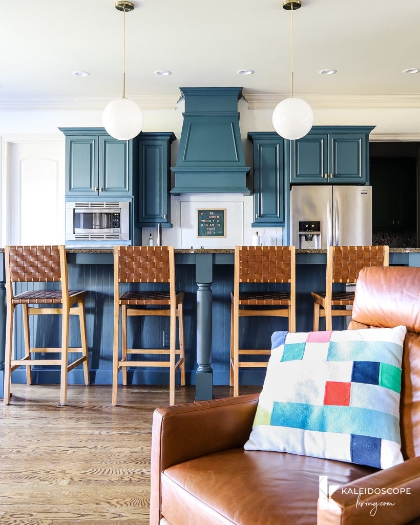 budget-friendly kitchen makeover with painted cabinets and painted tile backsplash