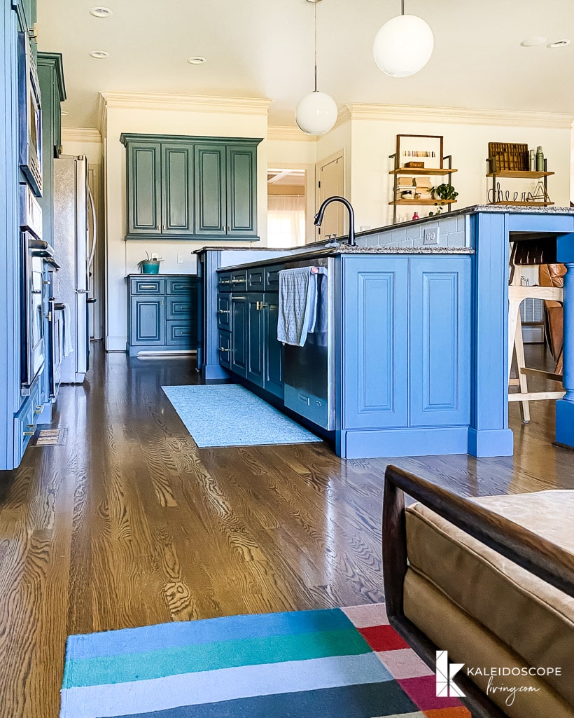 budget-friendly kitchen makeover with painted cabinets and painted tile backsplash