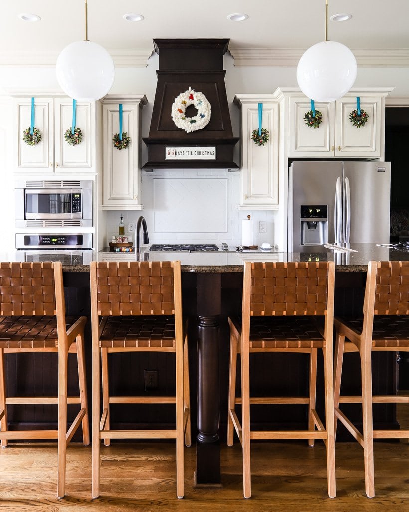 painted tile backsplash in kitchen