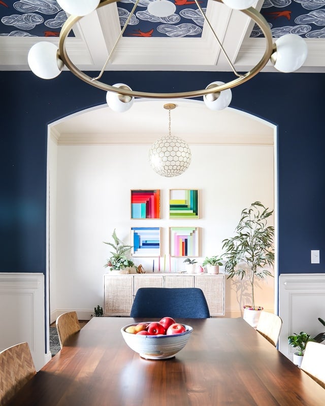 Gale Force blue dining room looking into foyer