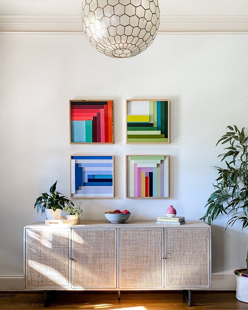 Colorful graphic art in entryway.