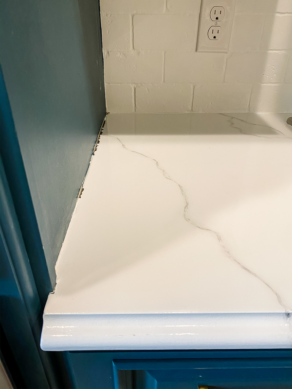 marble painted kitchen countertops before caulking