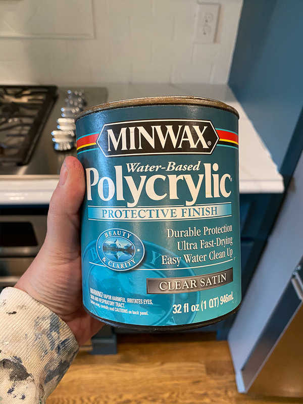 minwax polycrylic on kitchen countertops by Tasha Agruso of Kaleidoscope Living