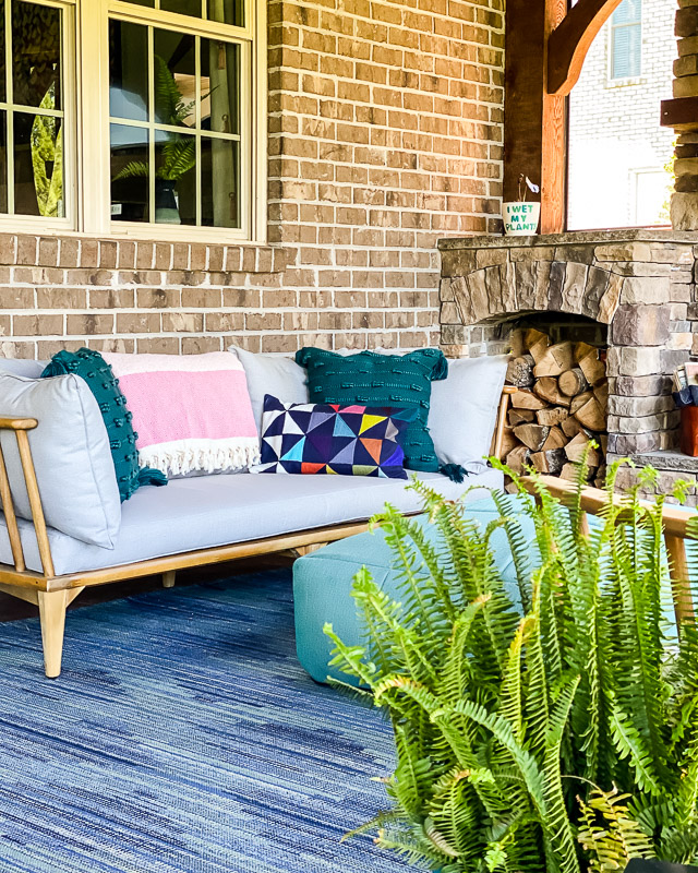 colorful screened-in porch
